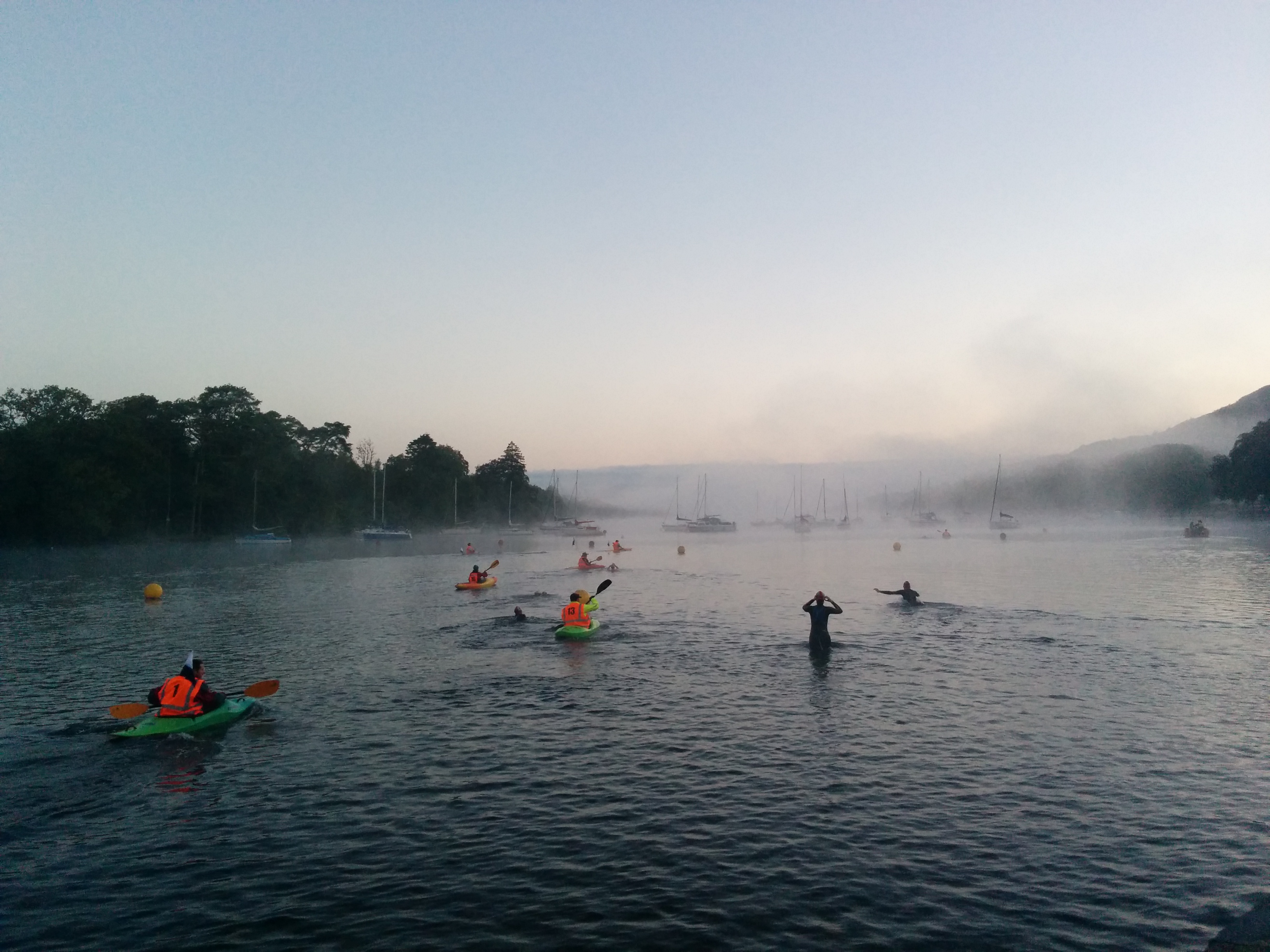 Starting the Windermere One Way swim